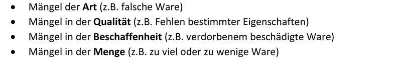 Welche Arten Der Mangelhaften Lieferung Gibt Es Bwi Repetico