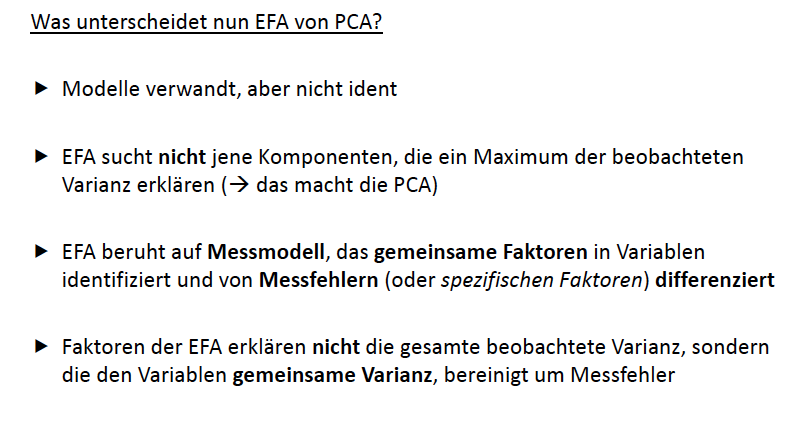 Was unterscheidet EFA von PCA Statistik für Fortgeschrittene Repetico