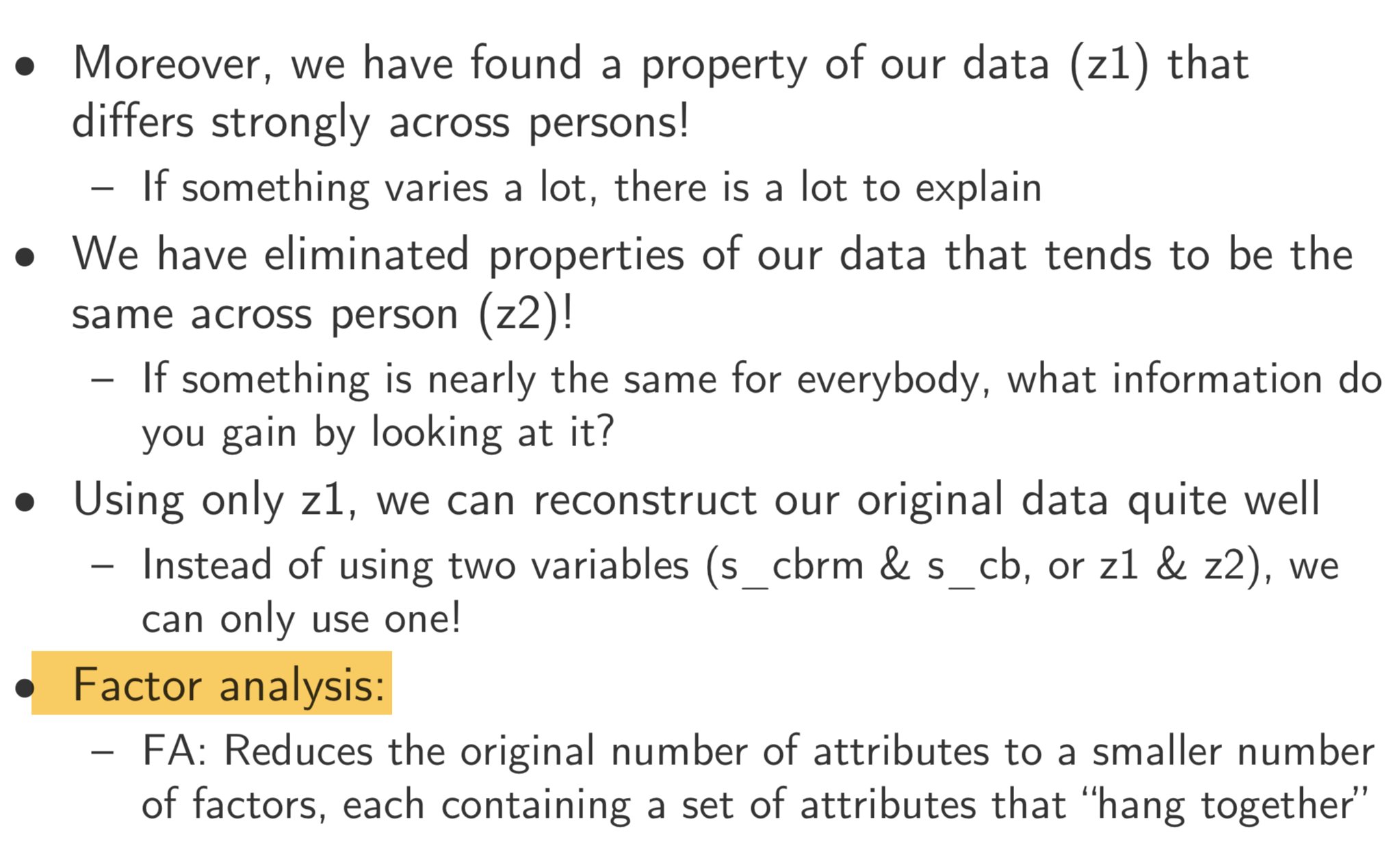 Recap - Example II Axis-Change (Factor Analysis and PCA)
