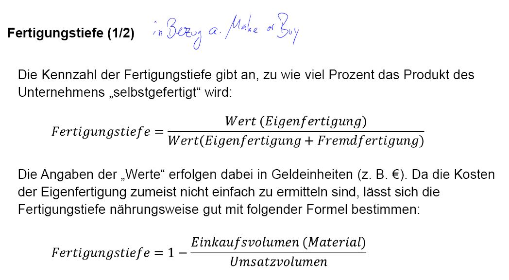 Make Or Buy Berechnung - mit welcher Formel kann man die Fertigungstiefe berech... | 3_4