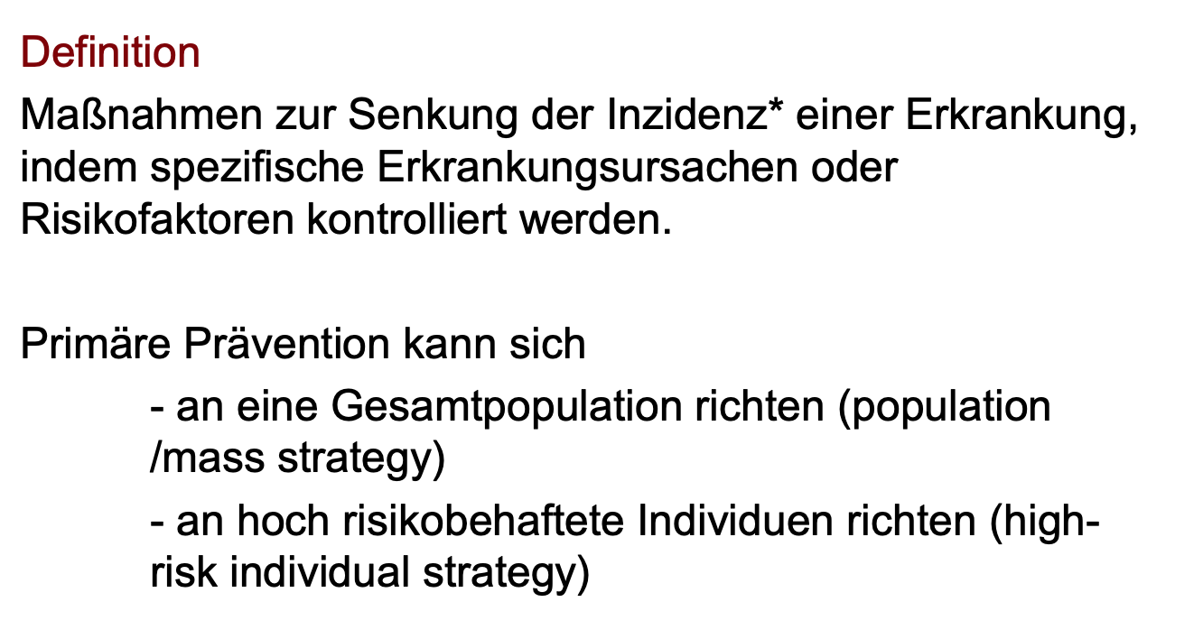 Definiere primäre Prävention! Gesundheitspsychologie Repetico