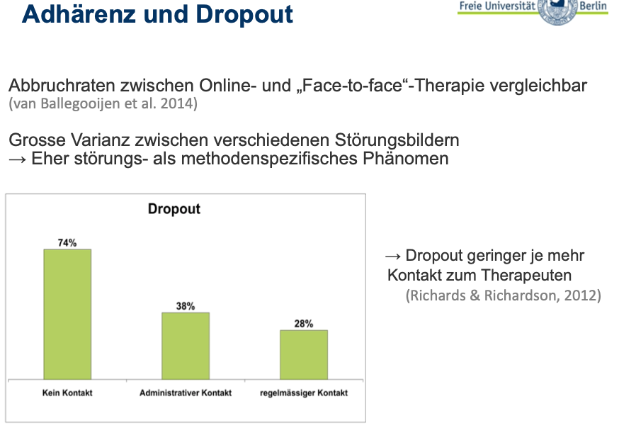 Wie sieht es mit Adhärenz und Dropoutraten aus? | Klinische Psychologie ...