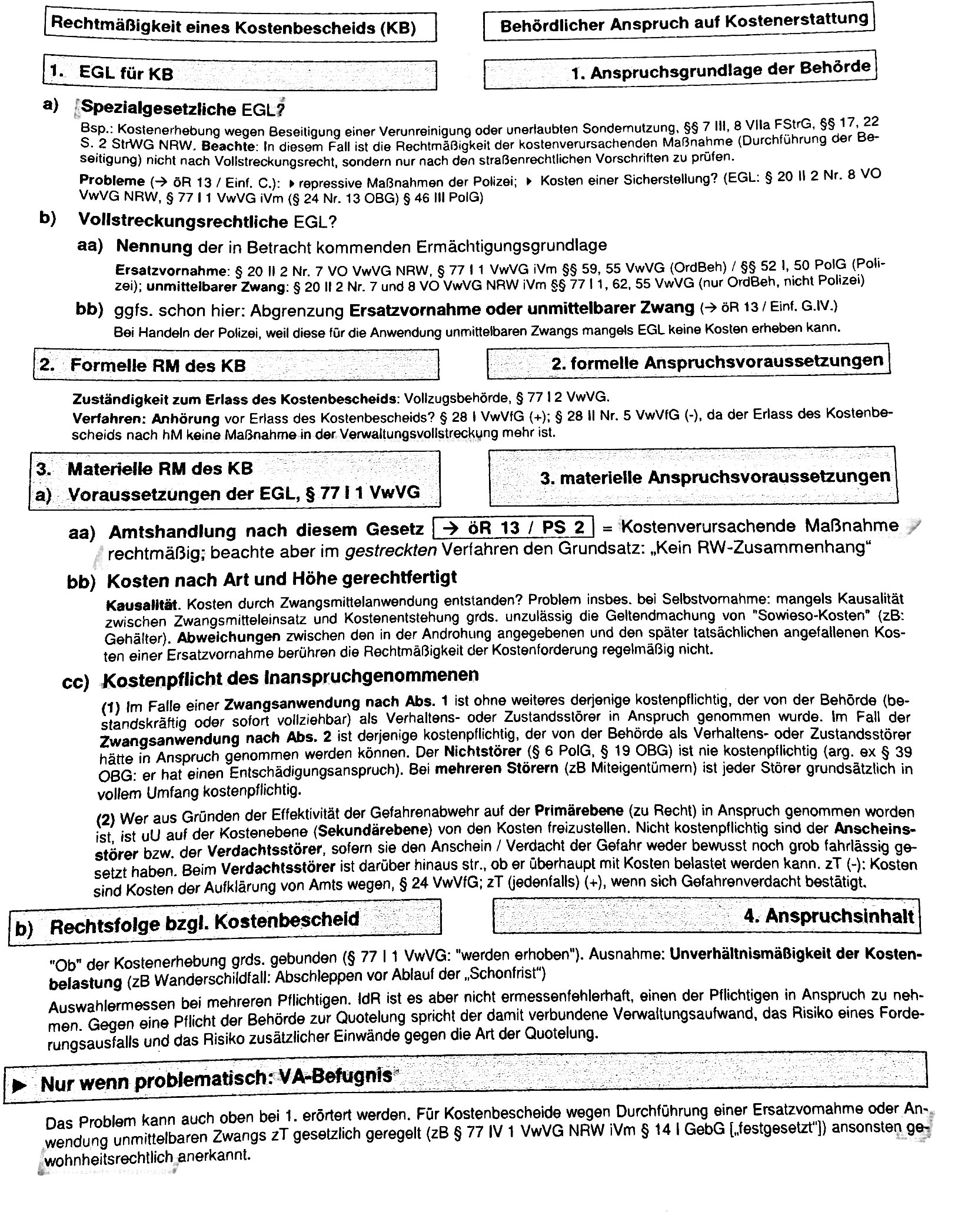 Rechtmäßigkeit Kostenbescheid Schema Nrw SchemaRMK eines Kostenbescheids/ Anspruch auf Kostenerst... | POR