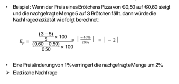 Preiselastizität Der Nachfrage Formel Direkte Preiselastizität der Nachfrage Bsp | Mikro | Repetico