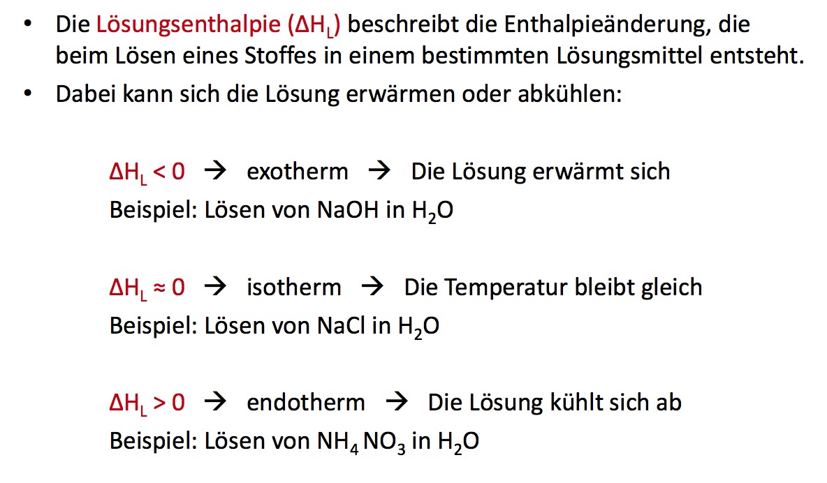 Was Beschreibt Die Losungsenthalpie Was Sind Git Chemie