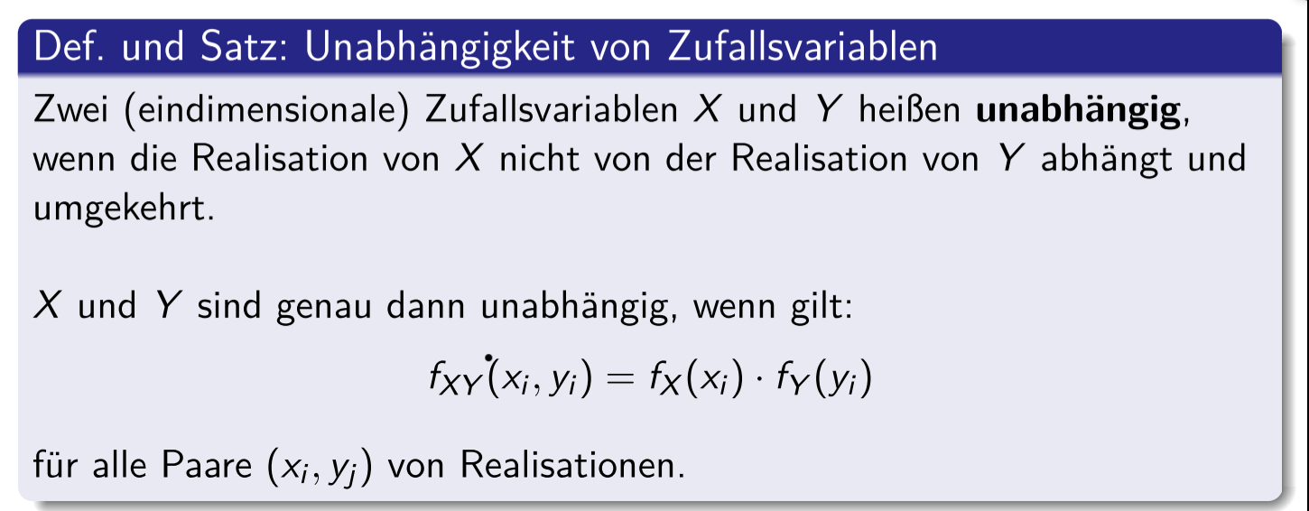 Wann Sind 2 Zufallsvariablen Unabhängig | Analysis Und Stochastik ...