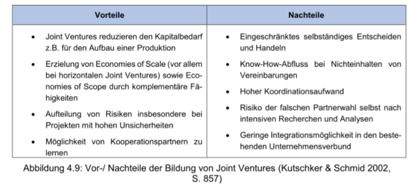 [Grafik] Vor- und Nachteile Joint Venture vs. Niederlass... | Globale Produktion (eigenes ...