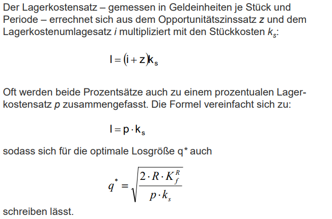Optimale Losgr sse Optimale Losgr e Definition Und Berechnung PPMKUW Optimale Losgr sse Optimale Losgr e Definition Und Berechnung PPMKUW