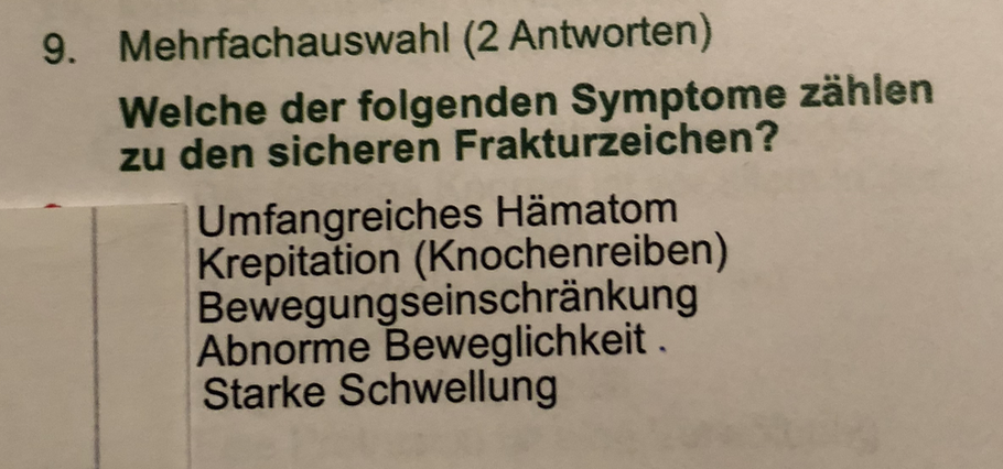 Sichere Und Unsichere Frakturzeichen sichere Frakturzeichen | Bewegungsapparat | Repetico