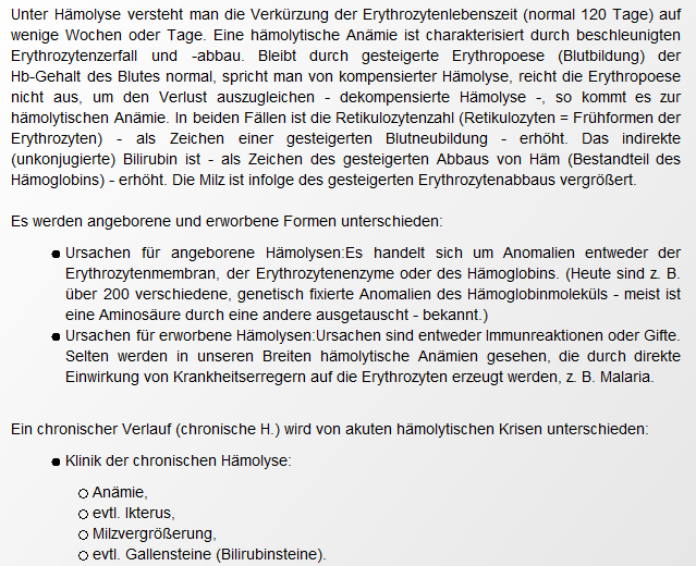 Ursache und Folge einer Hämolyse Hämatologie Repetico