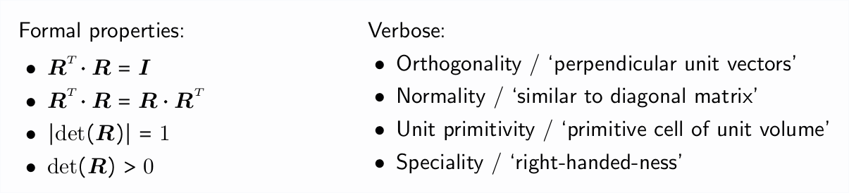 List the properties of SO(3)/SE(3) ? | Robotik | Repetico