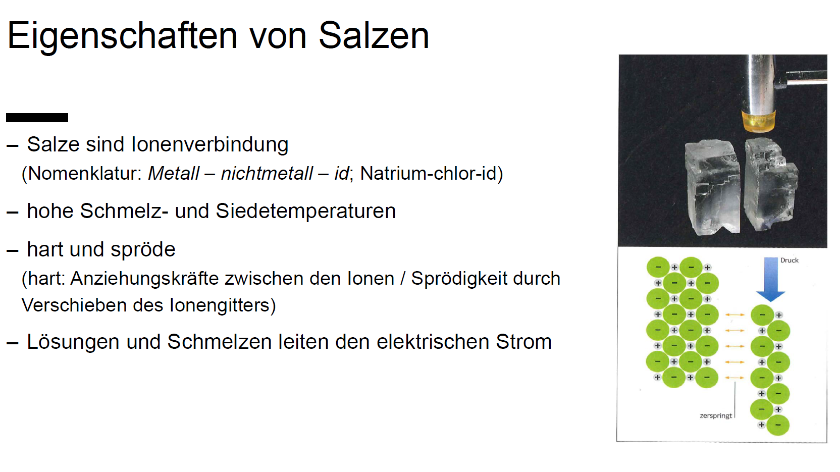Salz Der Stickstoffwasserstoffsäure 4 Buchstaben Sie kennen zwei Eigenschaften von Salzen und können die... | 01 Chemie