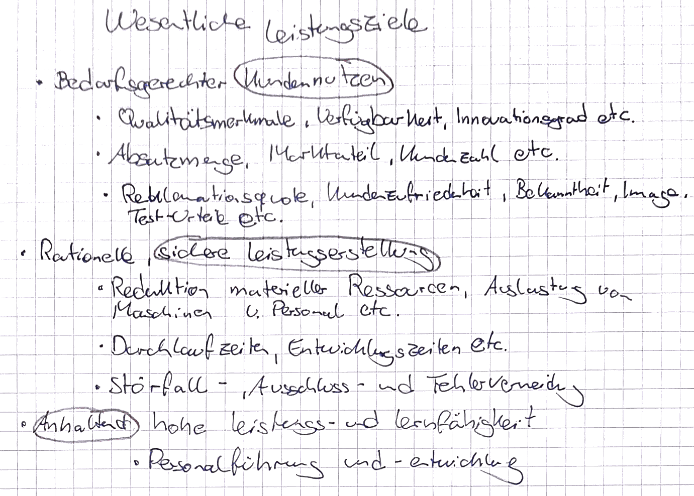 Erläutern: Wesentliche Leistungsziele Eines Unternehme... | ABWL | Repetico