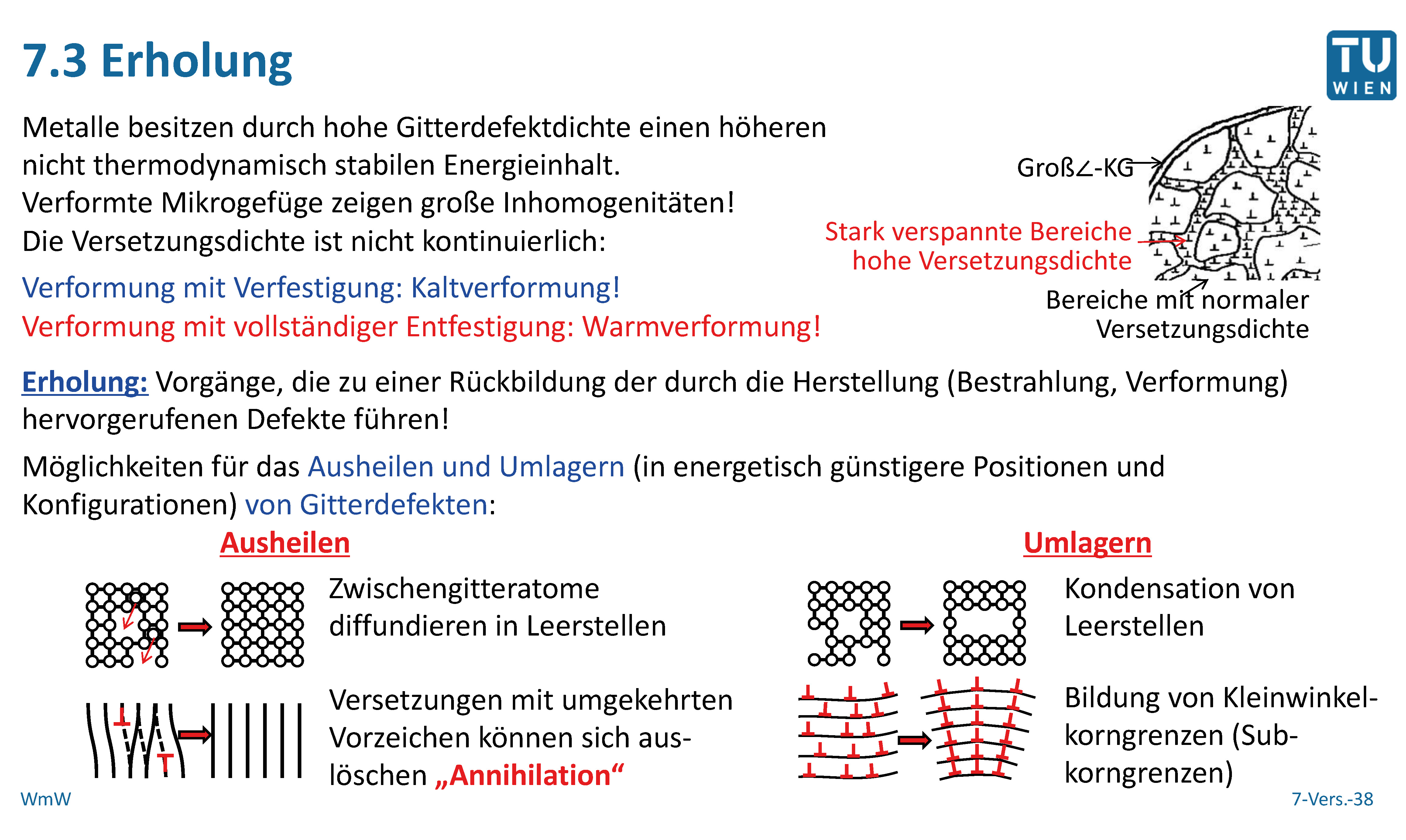 Beschreiben Sie die Erholungsprozesse bei Metallen. Was ... | Werkstoffkunde metallischer ...