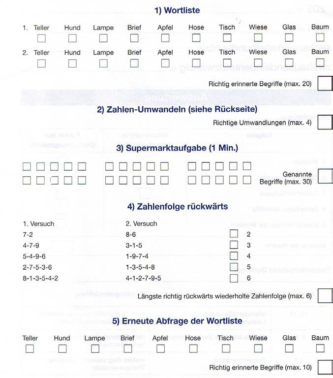 Demenzscreening: DemTect (Kalbe Et Al., 2002) | 08 Neuropsy Diagnostik ...