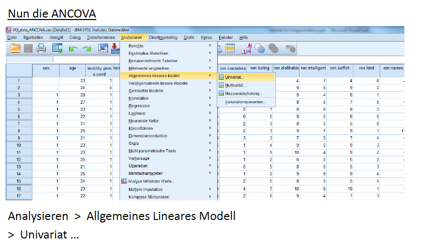 Beispiel 1 Kovarianzanalyse ANCOVA Durchführung SPSS | Statistik Für ...